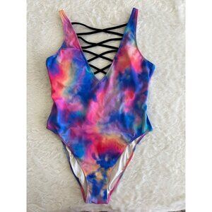 Victoria's Secret PINK Tie Dye One Piece Swimsuit Removable Padding -Size Medium